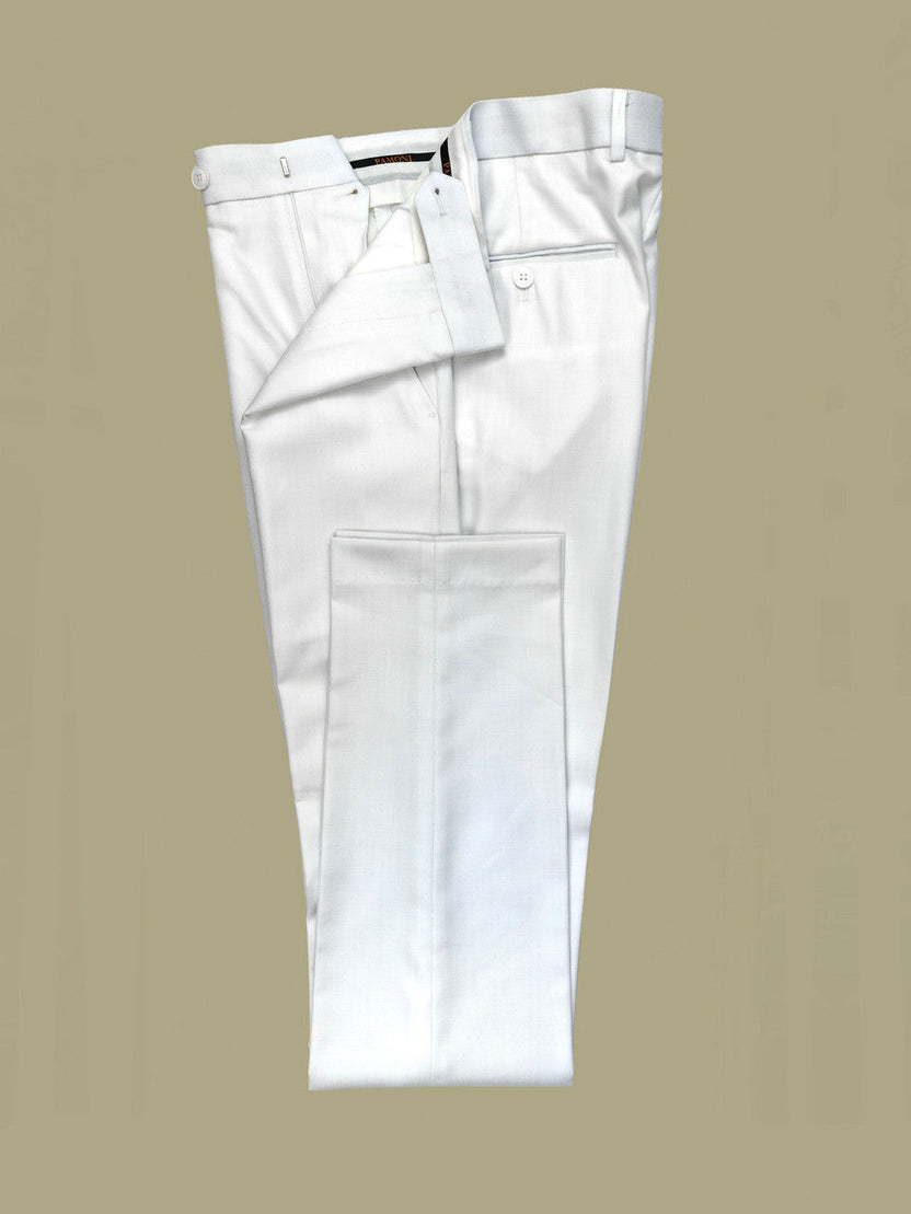 Men’s Slim Fit White Double-Breasted Wool-Blend Suit With Gold Buttons