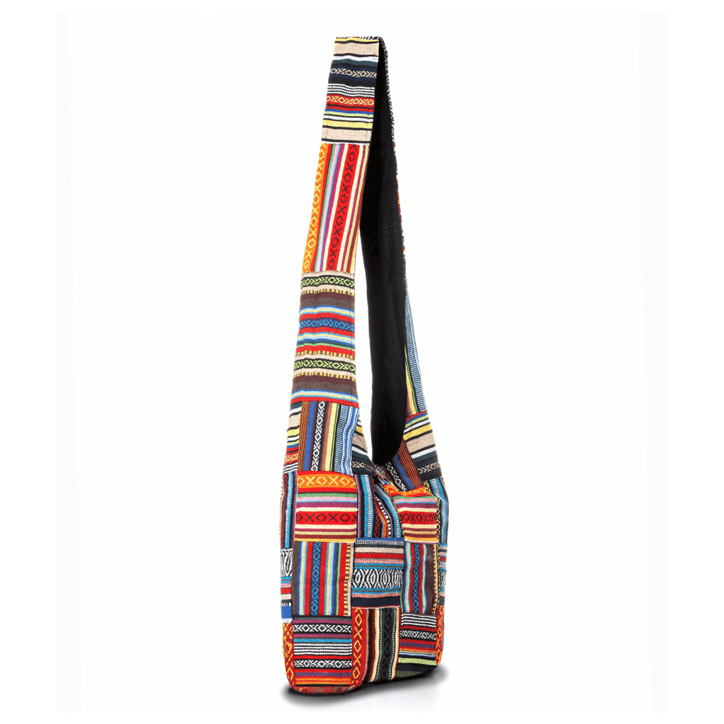 Kathmandu Collection Patchwork Striped Hobo Bag