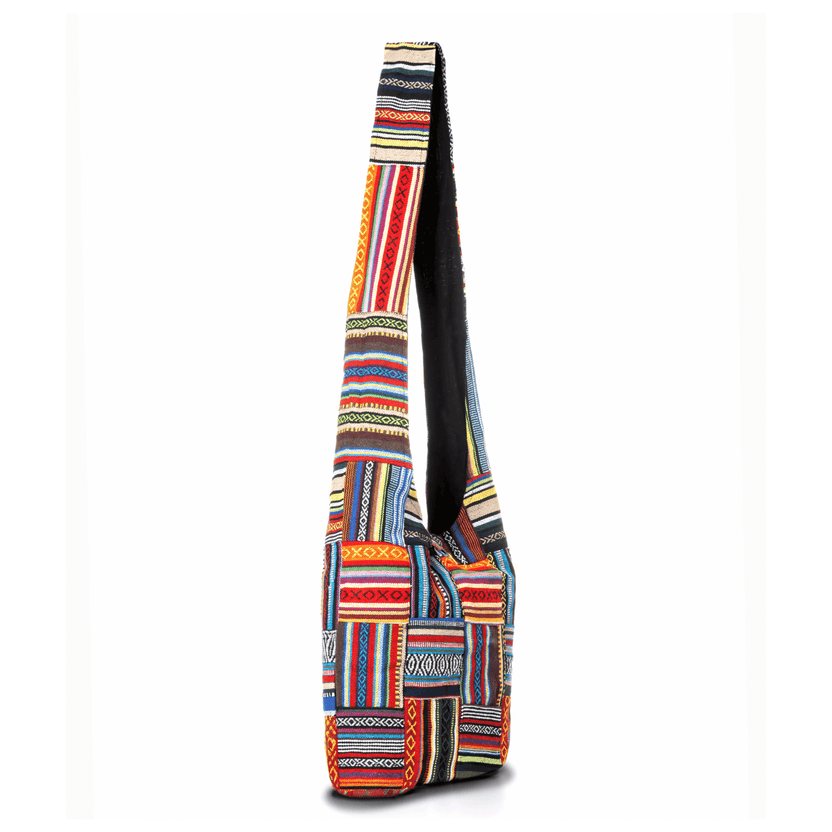 Kathmandu Collection Patchwork Striped Hobo Bag