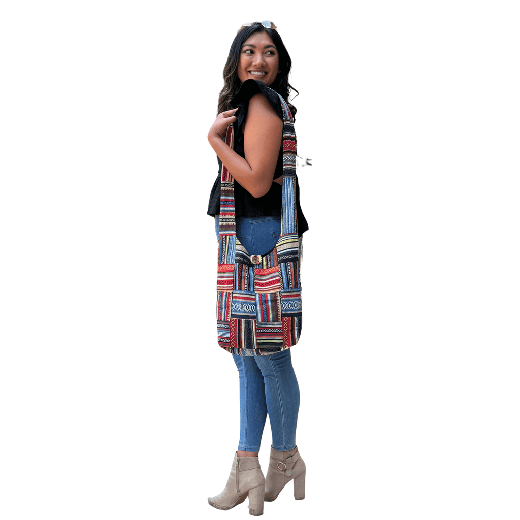 Kathmandu Collection Patchwork Striped Hobo Bag