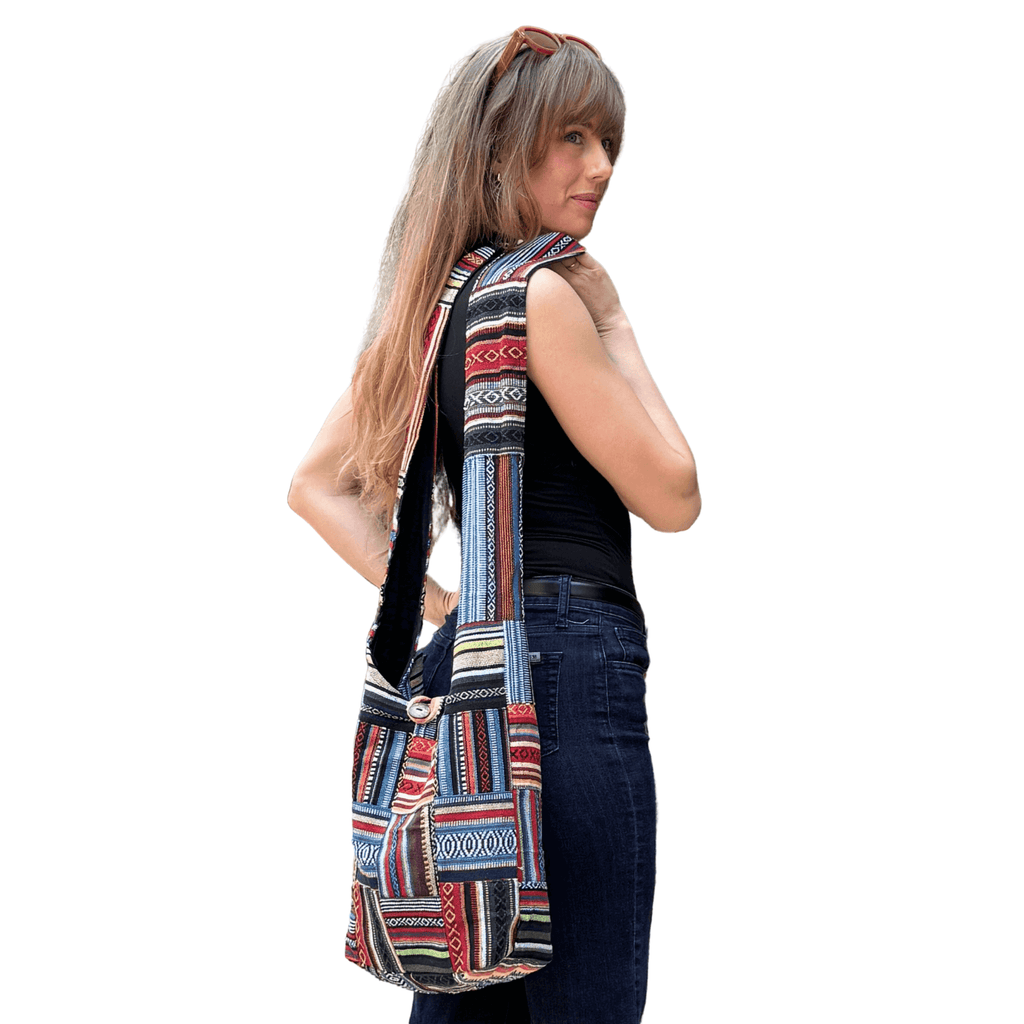 Kathmandu Collection Patchwork Striped Hobo Bag