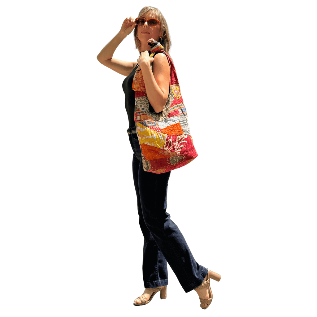 Kathmandu Collection Kantha Patchwork Hobo Bag