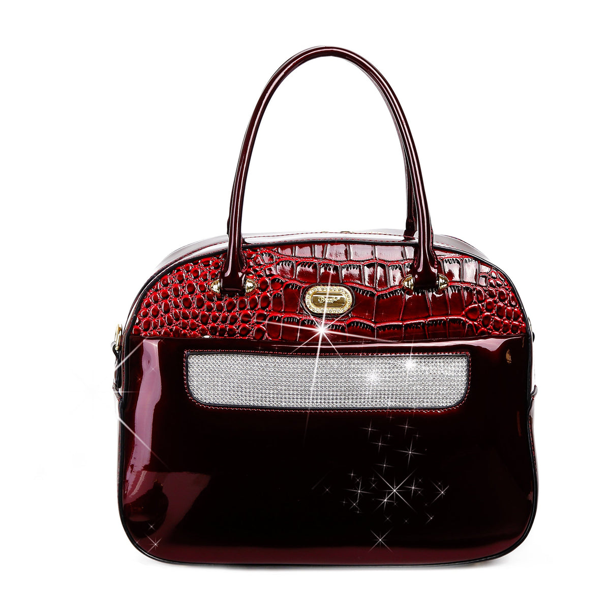 Bolso tipo satchel de piel charol brillante de lujo Brangio Italy