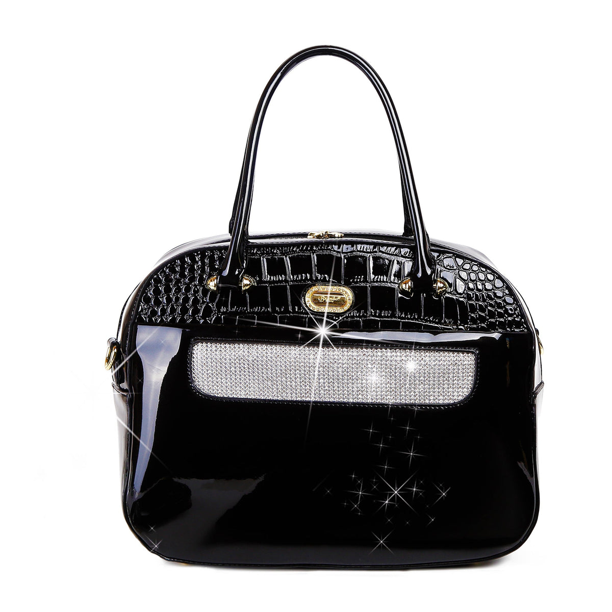 Bolso tipo satchel de piel charol brillante de lujo Brangio Italy