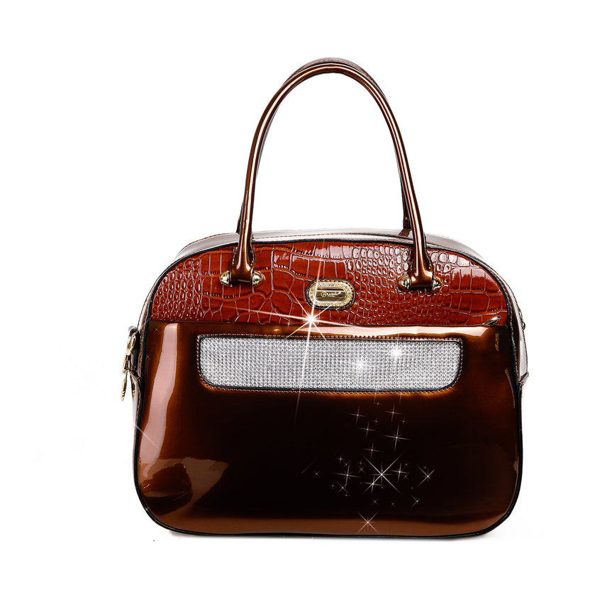 Brangio Italy Luxury Glossy Patent Leather Satchel Bag
