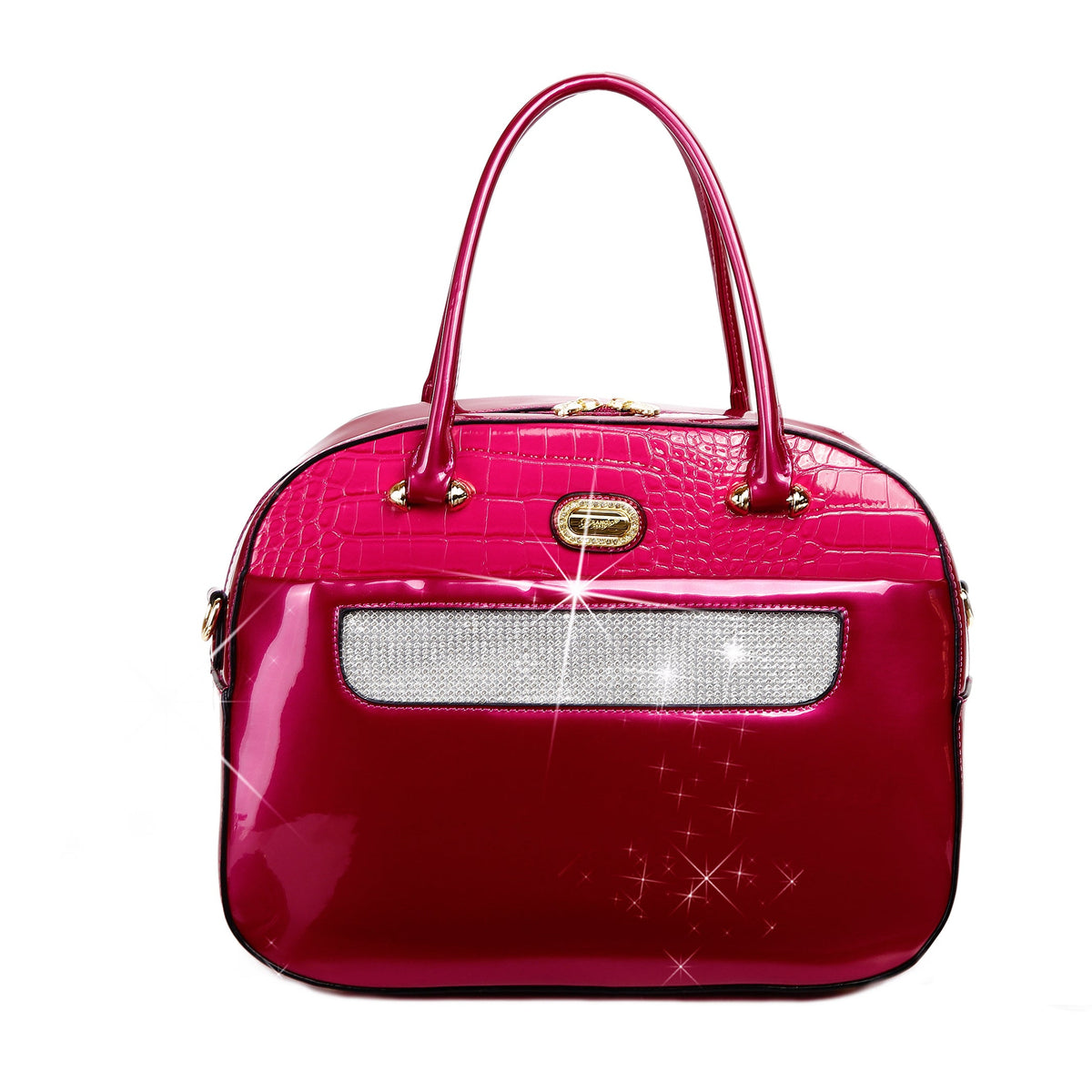 Bolso tipo satchel de piel charol brillante de lujo Brangio Italy