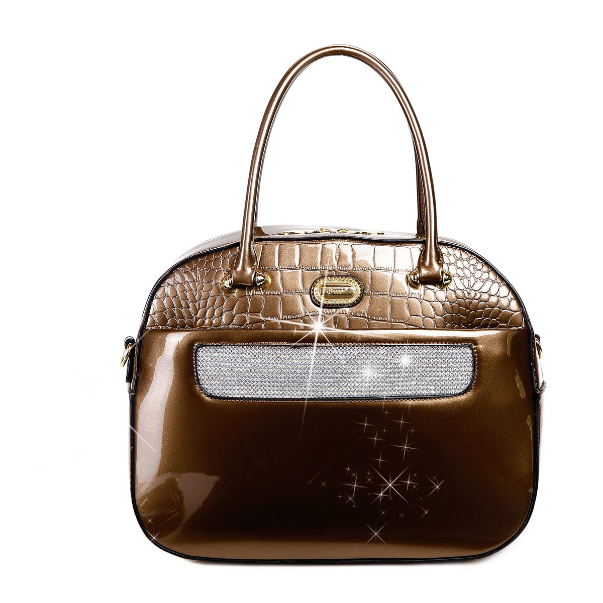 Bolso tipo satchel de piel charol brillante de lujo Brangio Italy