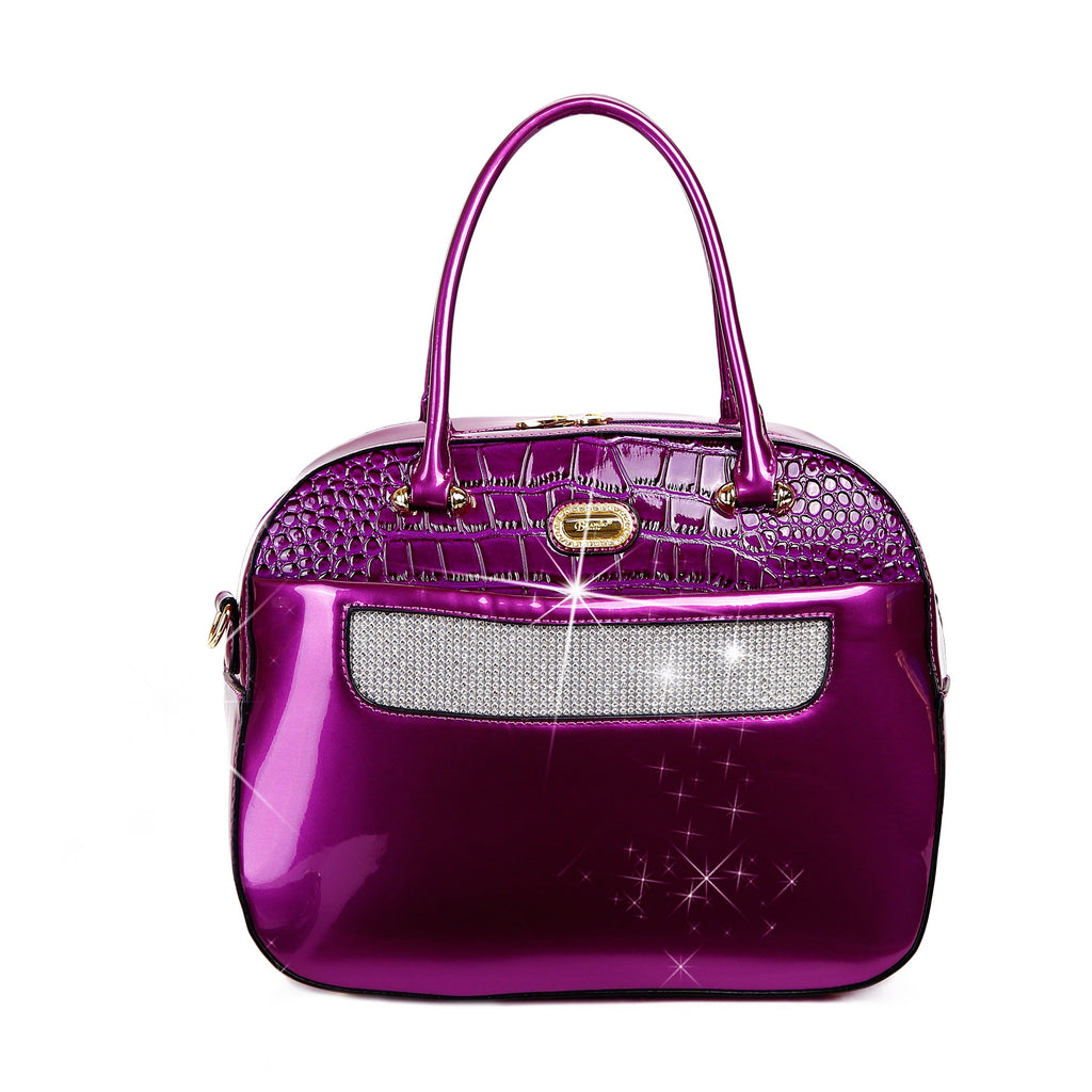 Brangio Italy Luxury Glossy Patent Leather Satchel Bag