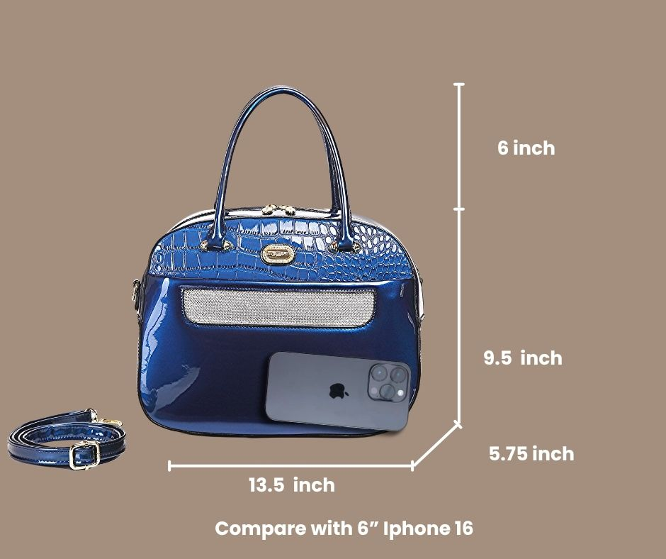 Brangio Italy Luxury Glossy Patent Leather Satchel Bag