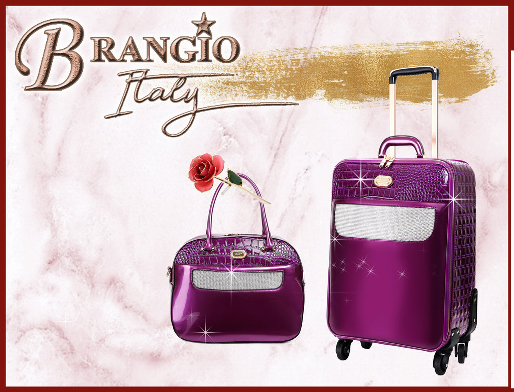Brangio Italy Luxury Glossy Patent Leather Satchel Bag