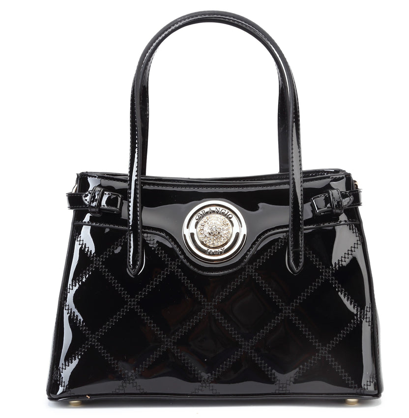 Brangio Italy Luxury Patent Quilted Satchel Bag – Designer Top Handle Handbag