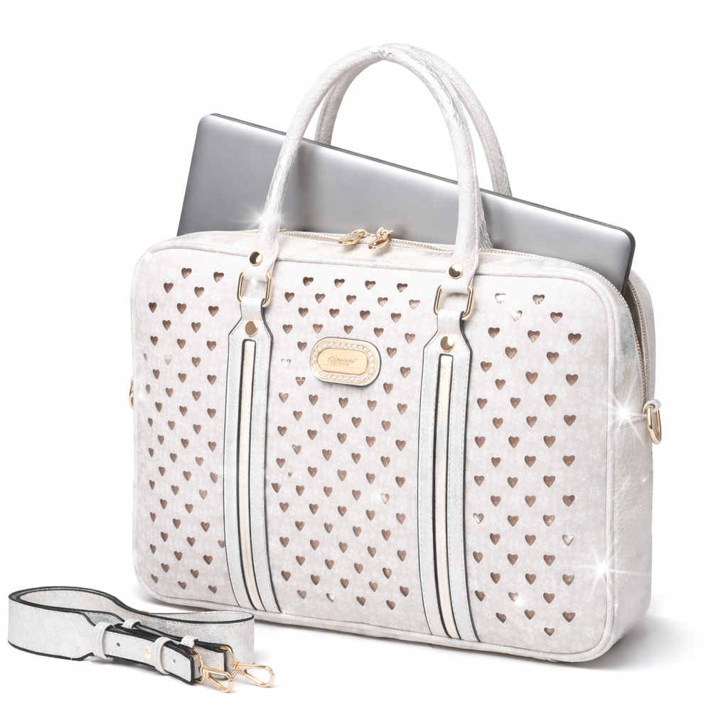 Brangio Italy Aktentasche mit Herzmuster – Designer-Laptoptasche & Business-Shopper