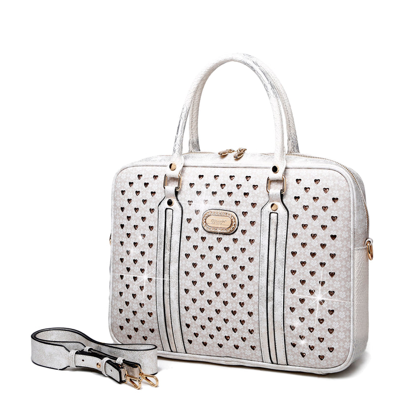 Brangio Italy Heart Pattern Briefcase – Designer Laptop Bag & Business Tote