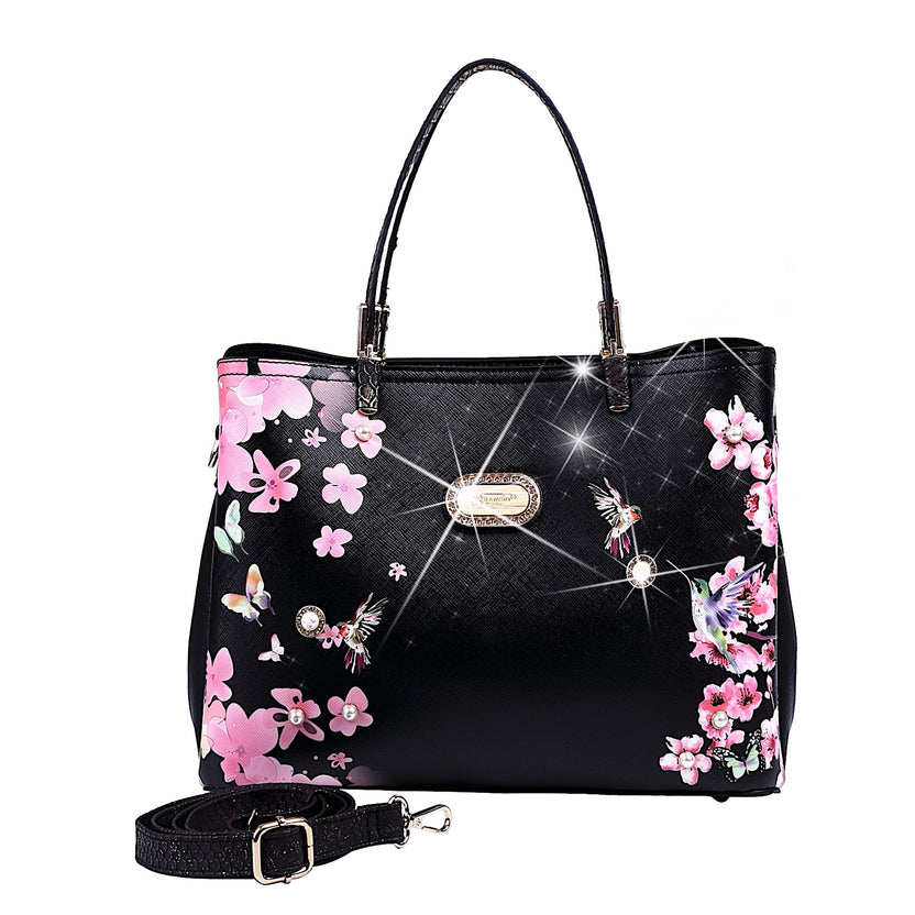 Brangio Italy Floral Hummingbird Tote Bag – Elegant Shoulder Handbag