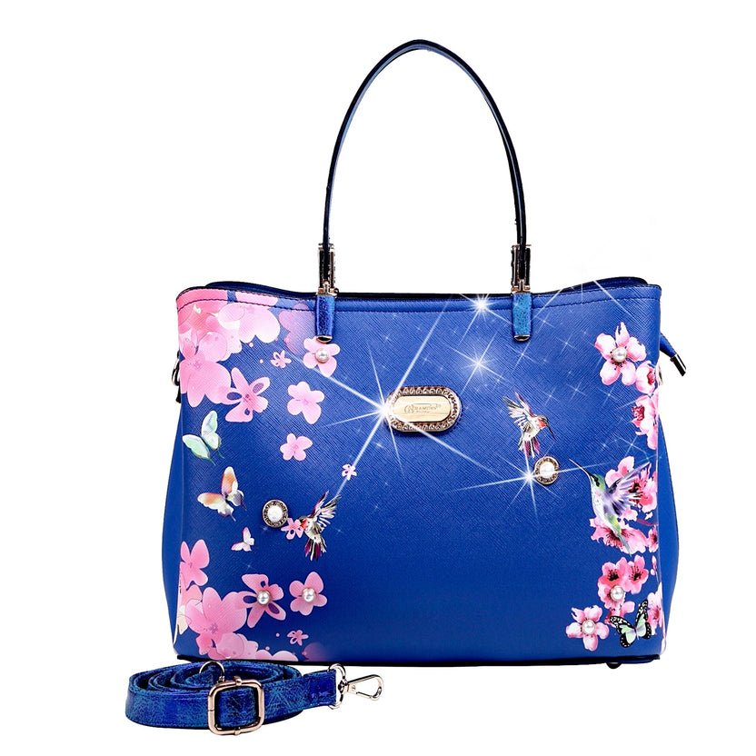 Brangio Italy Floral Hummingbird Tote Bag – Elegant Shoulder Handbag