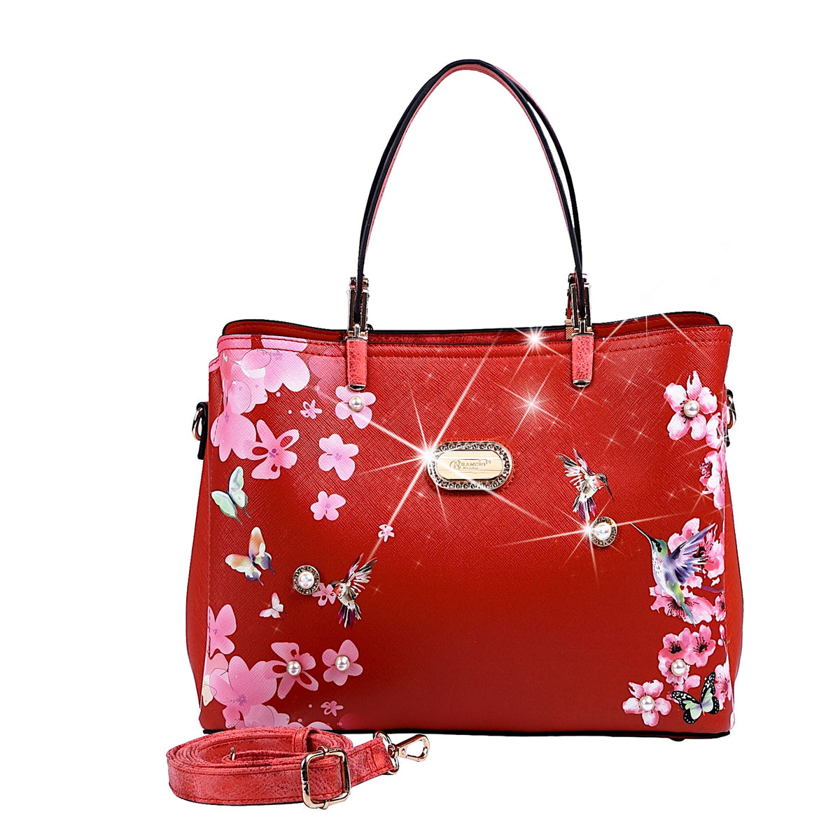 Brangio Italy Blumen-Kolibri-Tragetasche – Elegante Schulterhandtasche