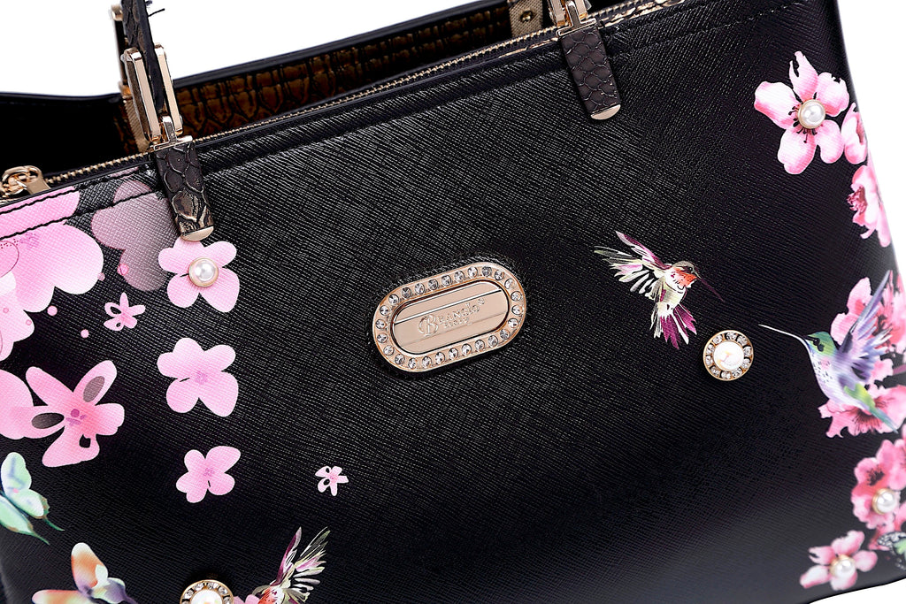 Brangio Italy Blumen-Kolibri-Tragetasche – Elegante Schulterhandtasche