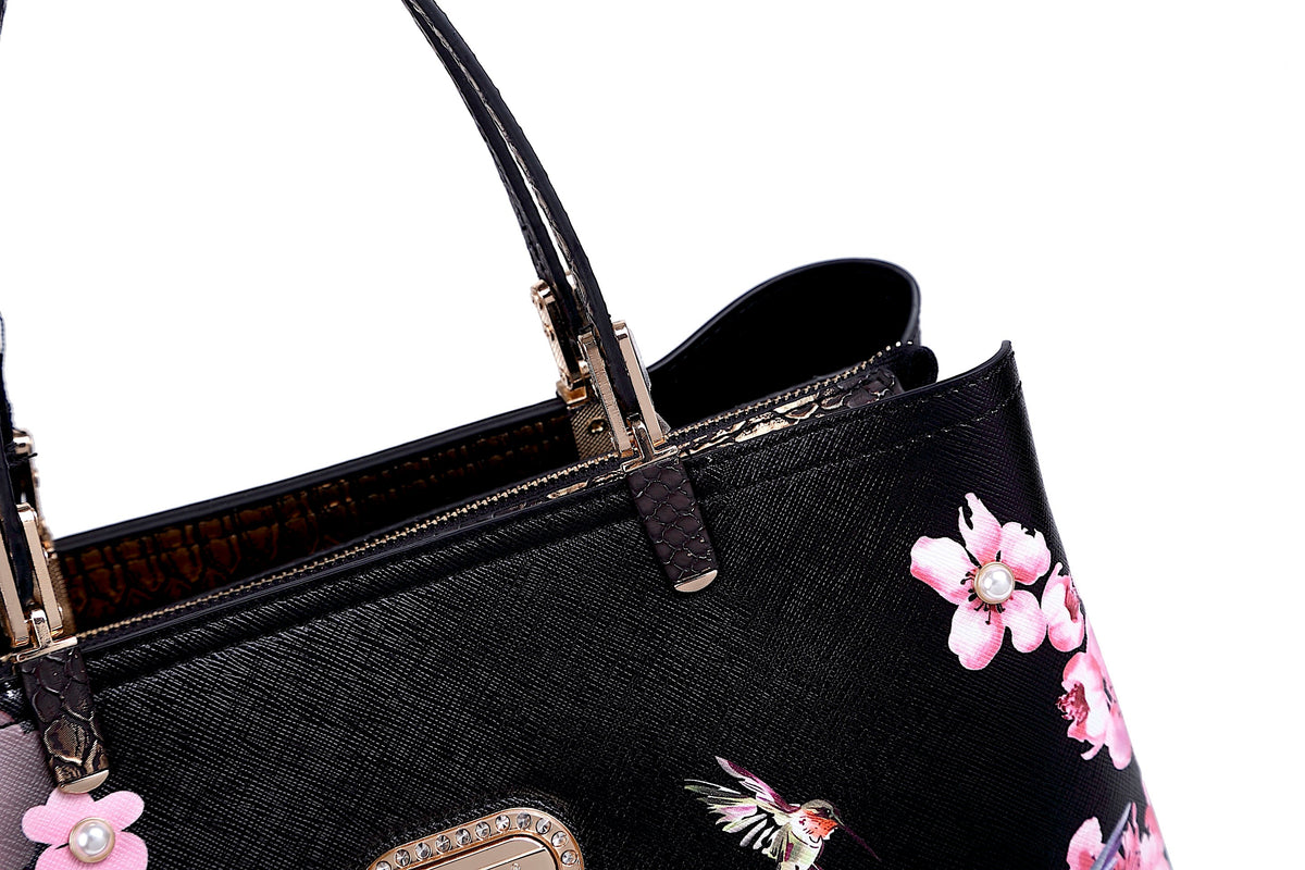 Brangio Italy Blumen-Kolibri-Tragetasche – Elegante Schulterhandtasche