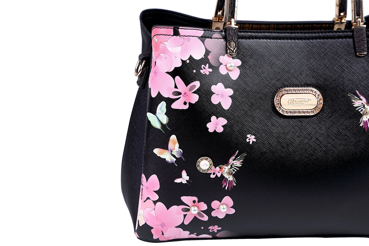Brangio Italy Blumen-Kolibri-Tragetasche – Elegante Schulterhandtasche