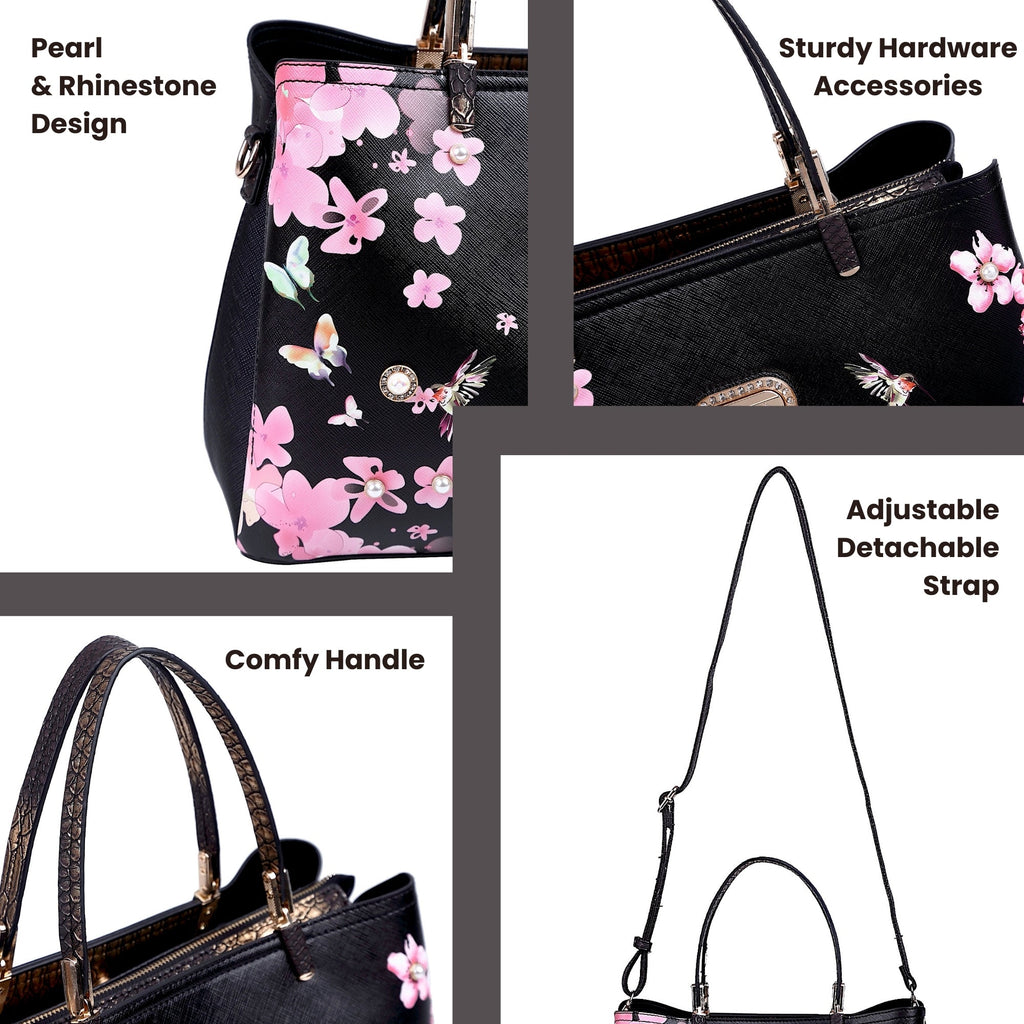 Brangio Italy Blumen-Kolibri-Tragetasche – Elegante Schulterhandtasche