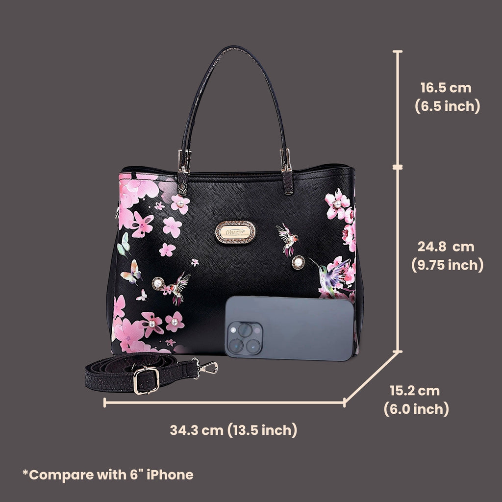 Brangio Italy Blumen-Kolibri-Tragetasche – Elegante Schulterhandtasche