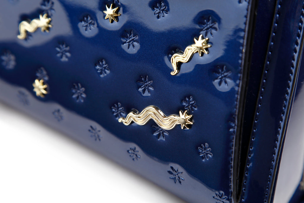 Bolso satchel metálico celestial de lujo Brangio Italy
