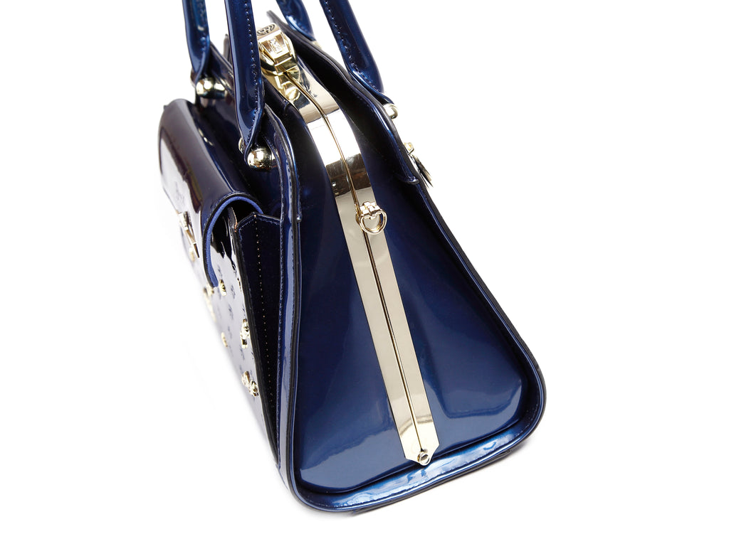 Bolso satchel metálico celestial de lujo Brangio Italy