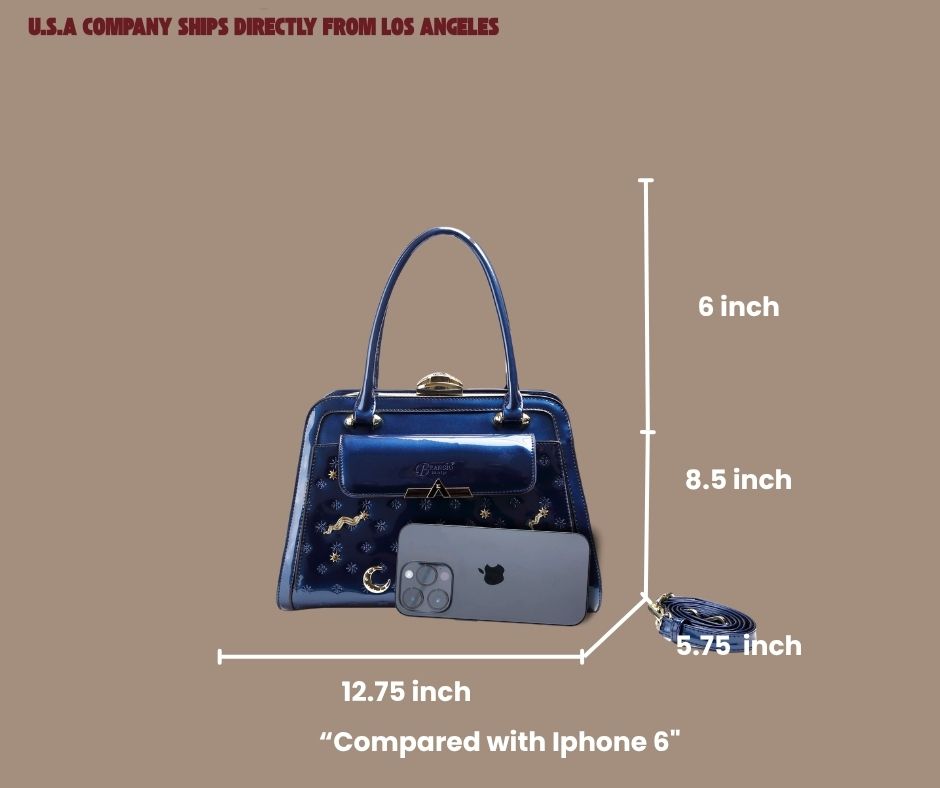 Bolso satchel metálico celestial de lujo Brangio Italy