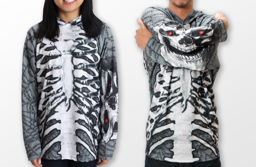 SKELETON in GREY Hoodie Sport Shirt by MOUTHMAN®