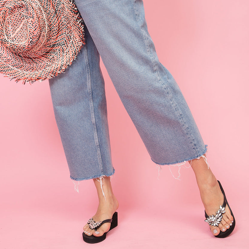 Bloom Crystal Wedge Sandals – Handcrafted in New York, Manhattan Mid Wedge Flip Flops