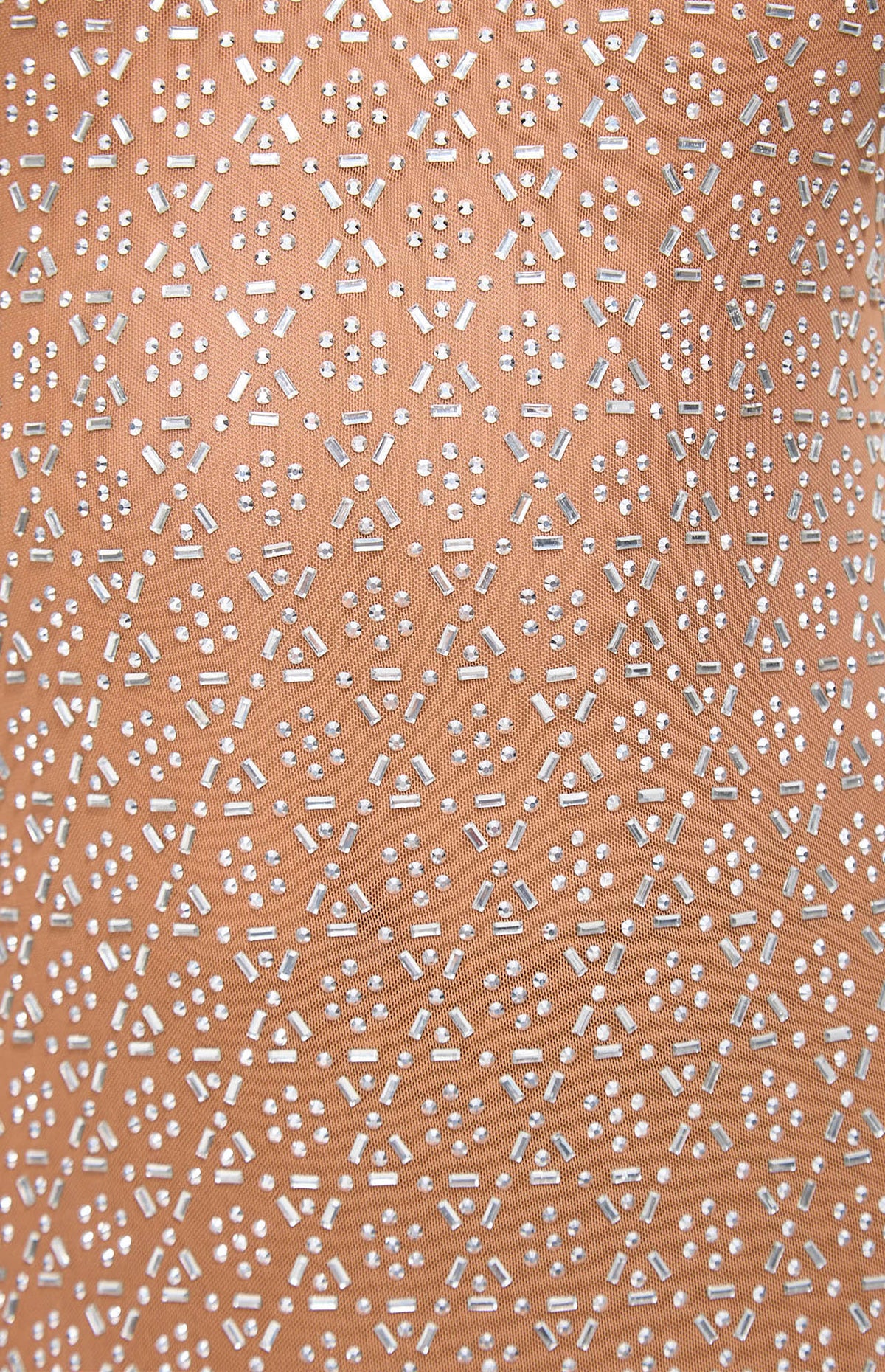 Maro Crystal Embellished Mesh Maxi Dress Beige
