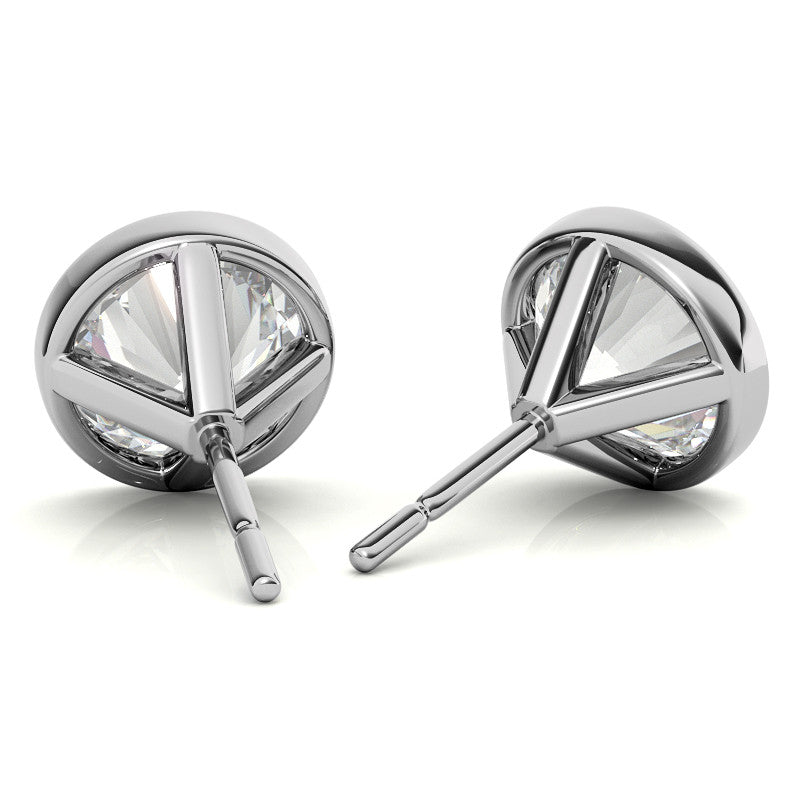 Aretes tipo stud Martini con bisel de diamante cultivado en laboratorio de 4,00 CTW en oro blanco o amarillo de 14 K