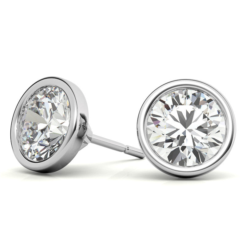 Aretes tipo stud Martini con bisel de diamante cultivado en laboratorio de 4,00 CTW en oro blanco o amarillo de 14 K