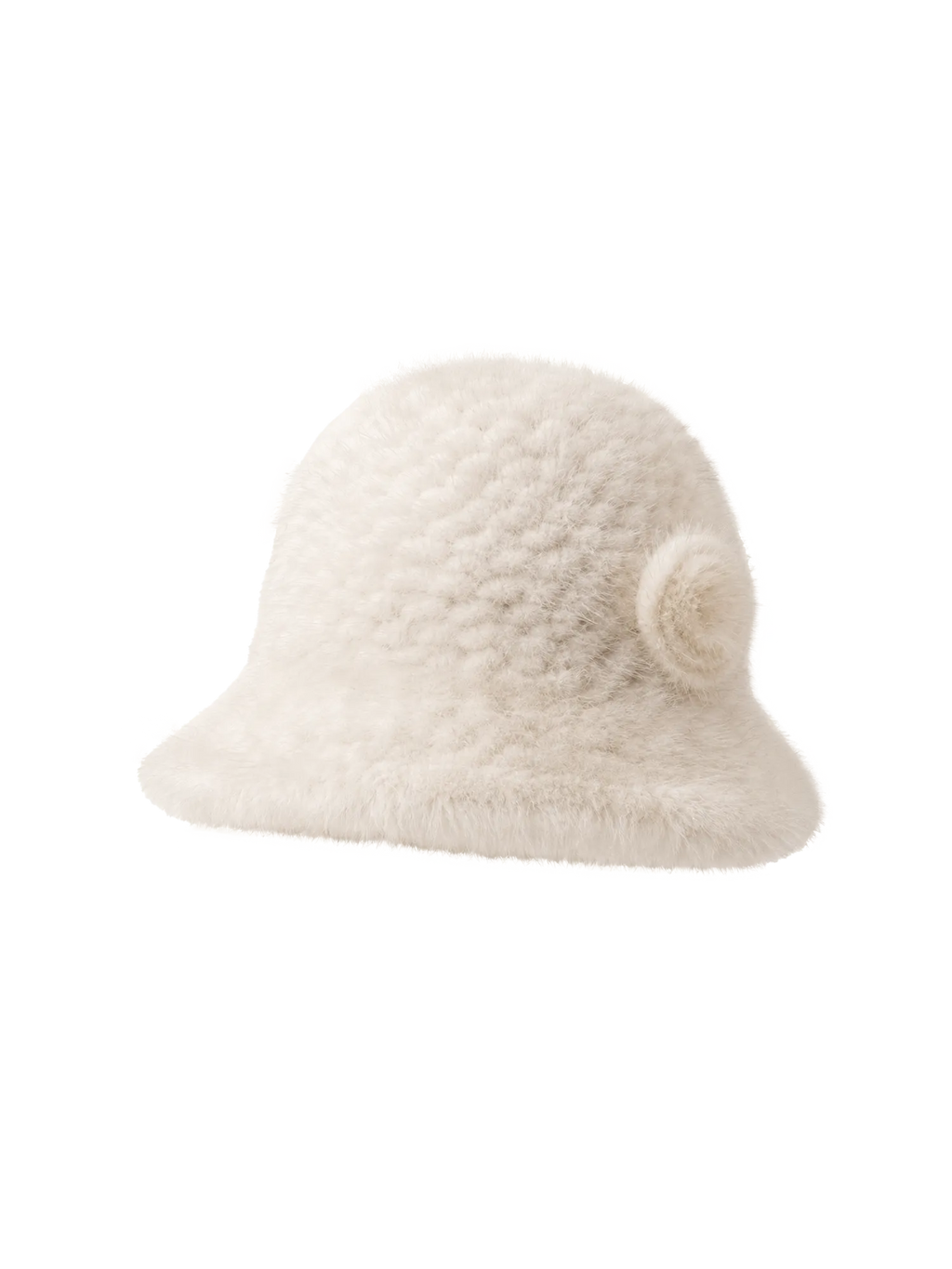 Mink Woven Fur Hat Women's Camellia Flower Bucket Hat