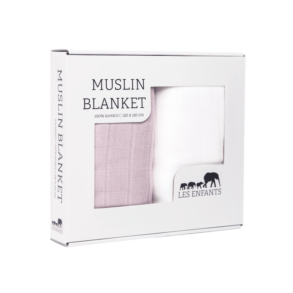 Manta de muselina rosa / blanca