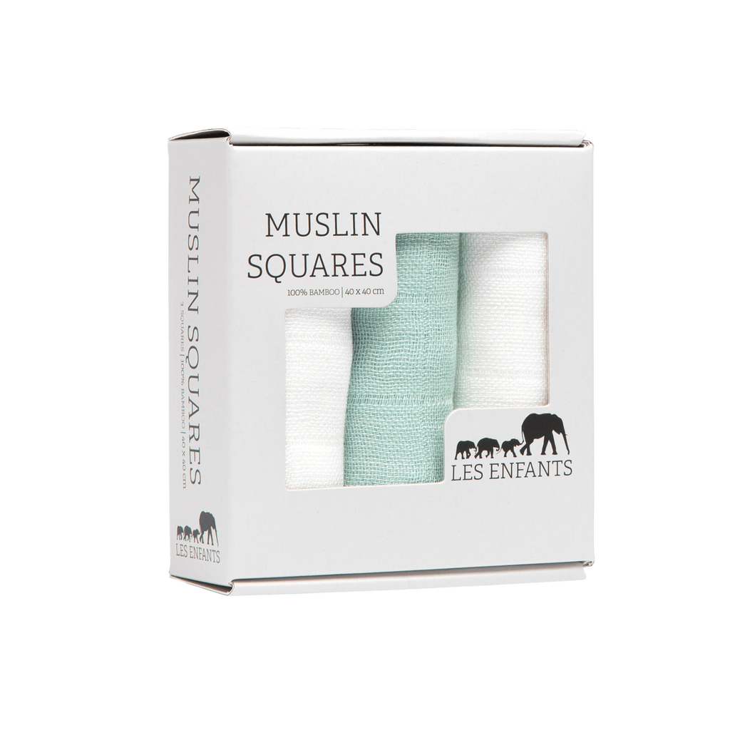 Cuadrados de muselina verde / blanco