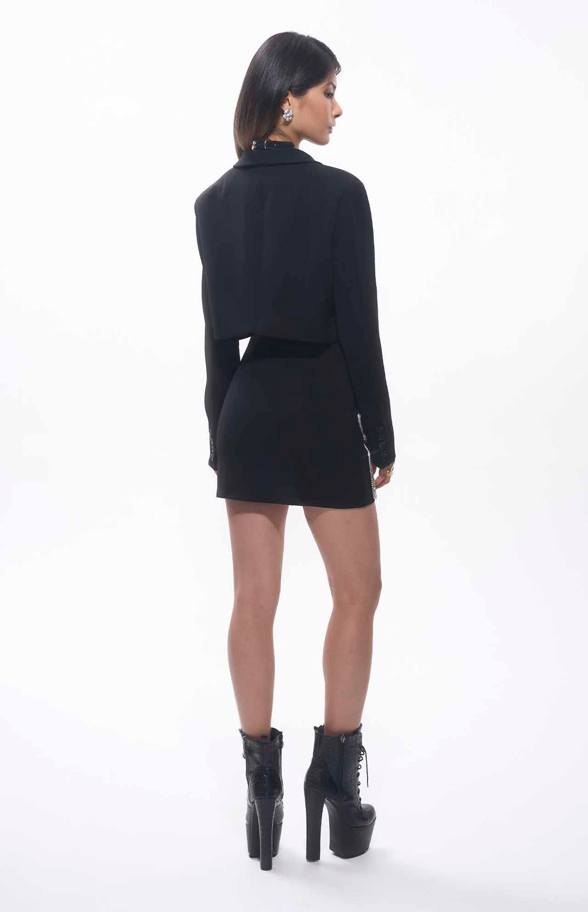 Nore Cut-Out Crystal Embellished Mini Skirt Set