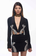 Nore Cut-Out Crystal Embellished Mini Skirt Set