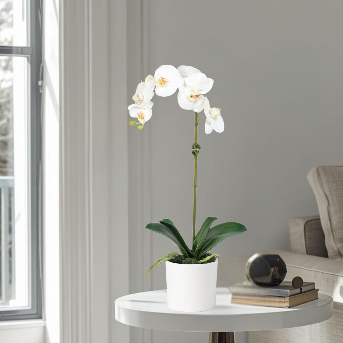 Planta de orquídea artificial en florero - 20"