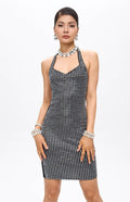 Minivestido negro con cristales ornamentales Ooca