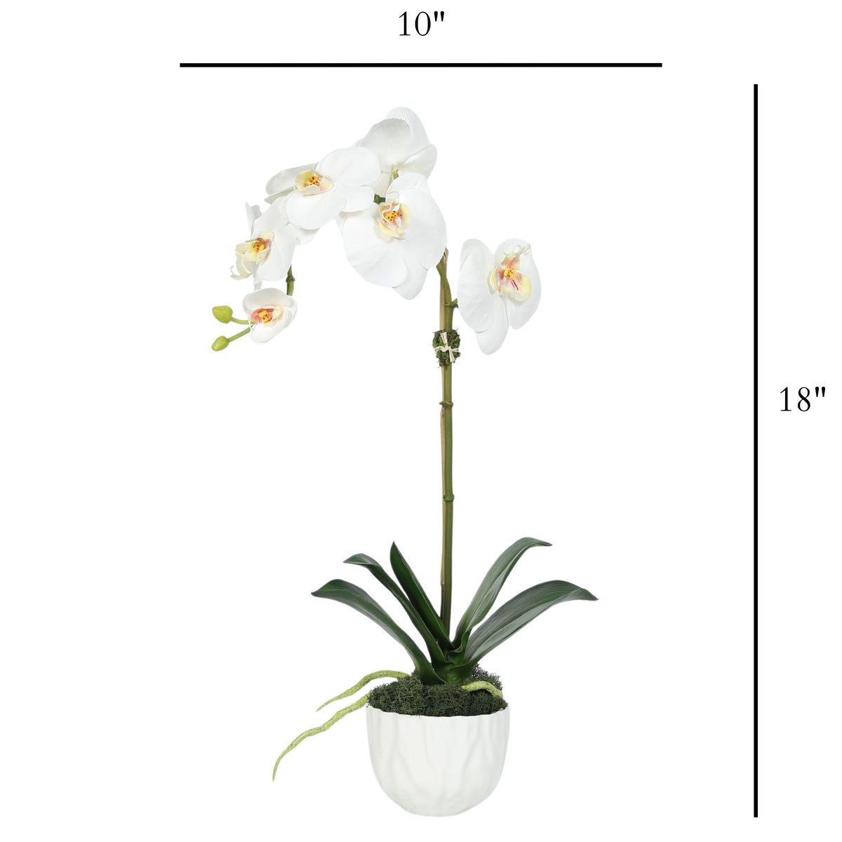 Konstgjord orkidé i vit vas - 46 cm