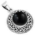 Colgante de plata con nudo celta y ónice negro redondo