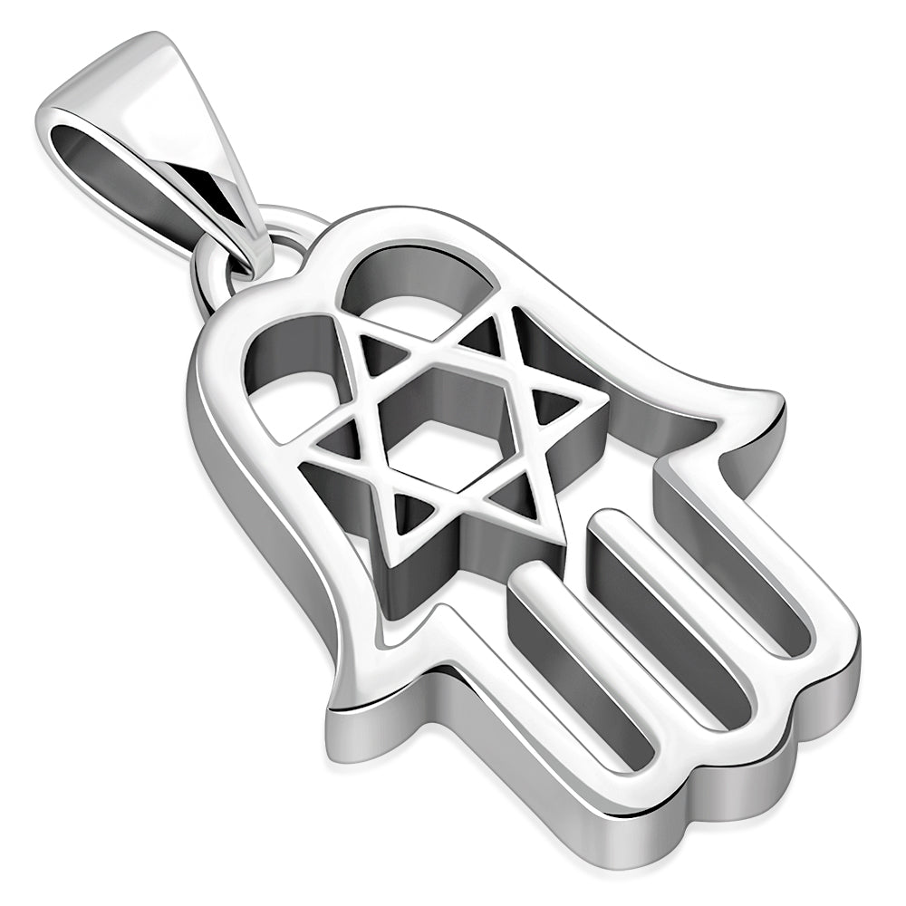 Colgante de plata con Estrella de David y Hamsa - ACTUALIZACIÓN