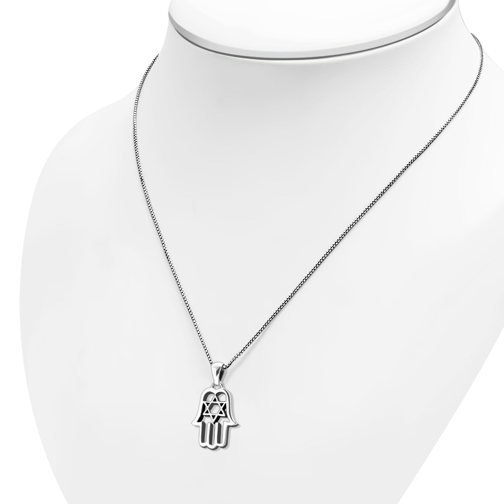 Hamsa Star of David Silver Pendant  - UPDATE