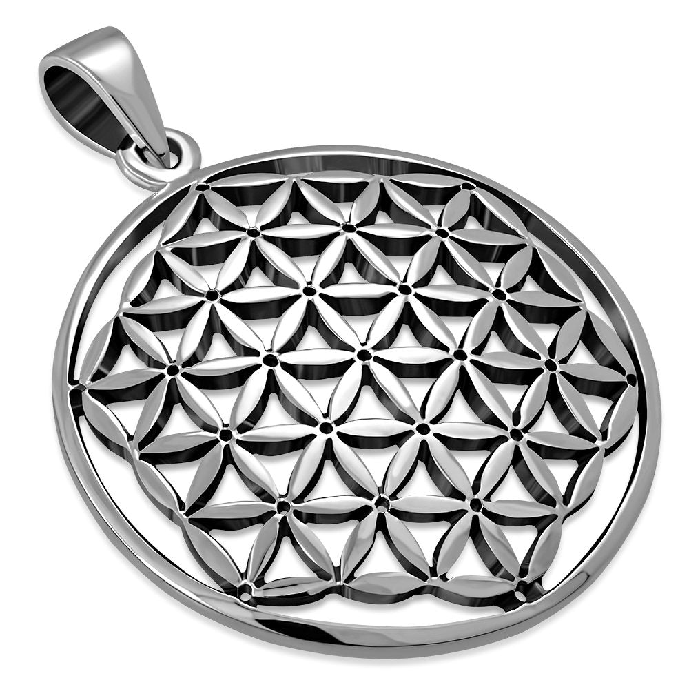 Colgante grande de la Flor de la Vida en plata