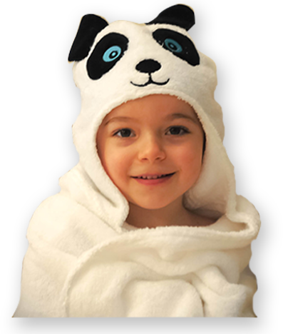 Toalla turca de algodón con capucha de panda: Niño pequeño