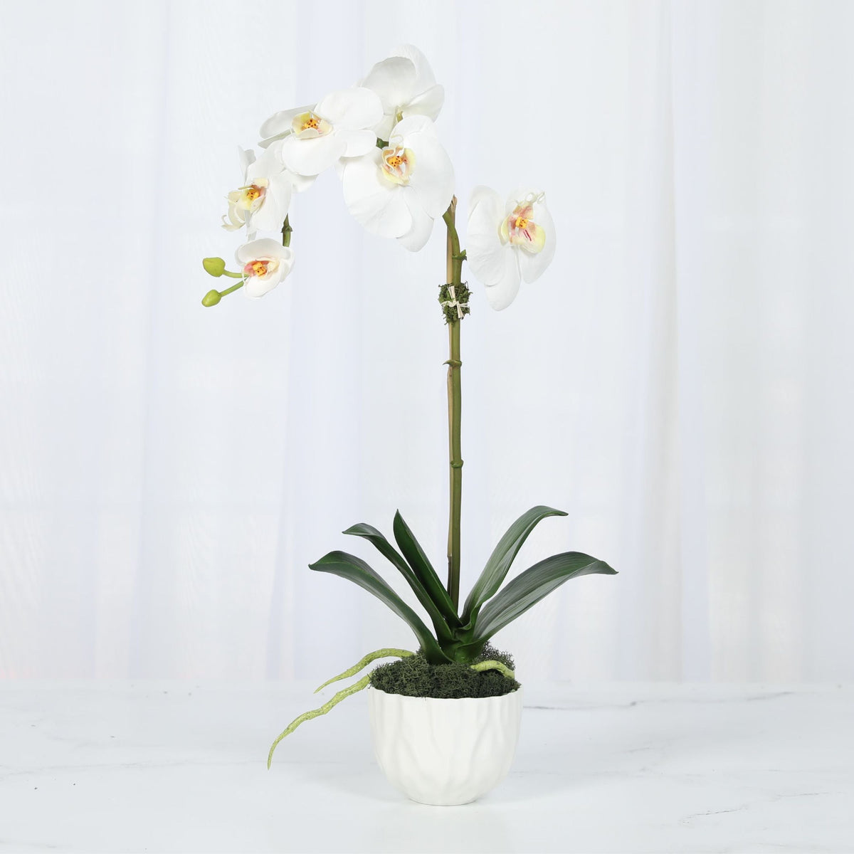 Konstgjord orkidé i vit vas - 46 cm