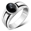 Anillo de ónix negro en plata de ley maciza
