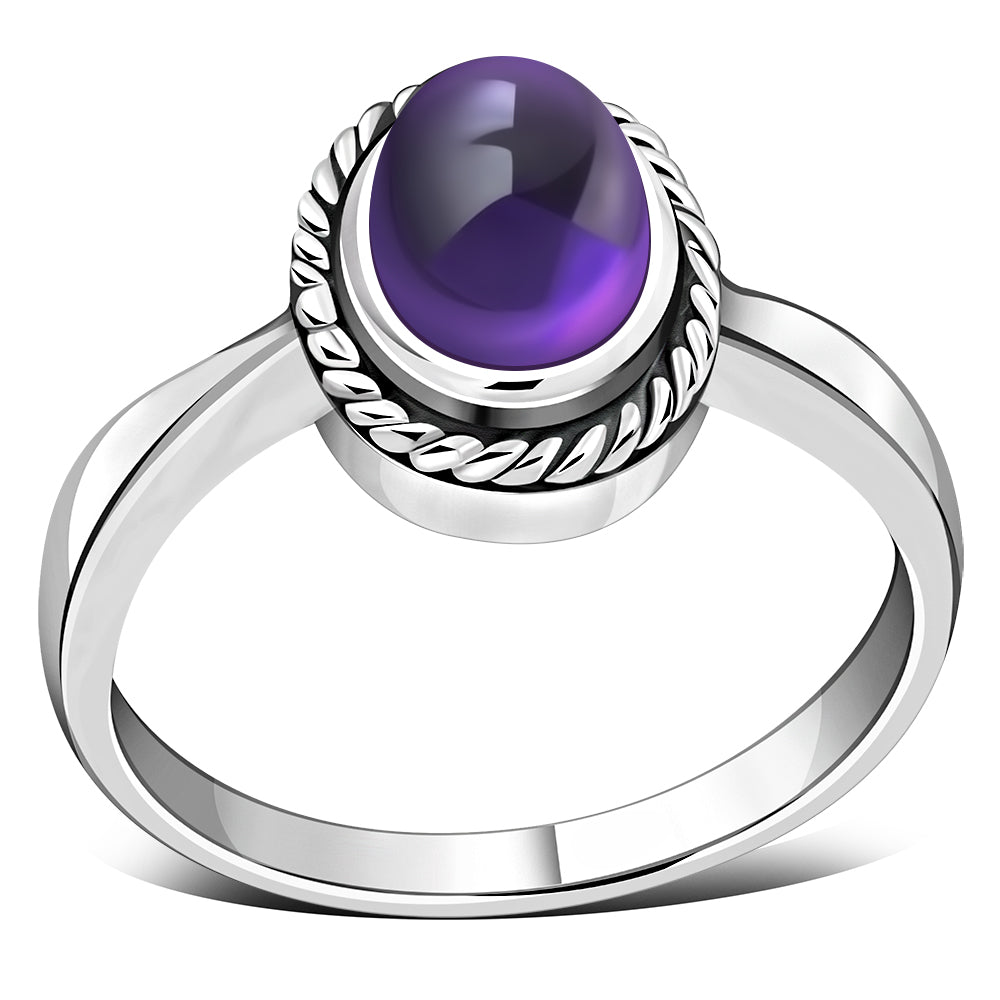 Anillo de plata de ley con piedra amatista