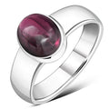 Garnet Stone Silver Band Ring